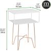 imagemDesign Steel Metal Modern Industrial SideEnd Table Nightstand with 2Tier Storage Shelf  Accent Furniture for Living Room Bedroom Office Dorm Room  Citi Collection  Matte WhiteRose Gold