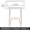 imagemDesign Steel Metal Modern Industrial SideEnd Table Nightstand with 2Tier Storage Shelf  Accent Furniture for Living Room Bedroom Office Dorm Room  Citi Collection  Matte WhiteRose Gold