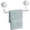 imagemDesign Strong Suction Wall Mount PlasticMetal Wash Cloth Hand Towel Bar for Bathroom Shower Stall Bathtub  2 Pack ClearStainless Steel