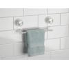 imagemDesign Strong Suction Wall Mount PlasticMetal Wash Cloth Hand Towel Bar for Bathroom Shower Stall Bathtub  2 Pack ClearStainless Steel