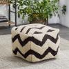 imagemDesign Tufted Bohemian Ottoman Pouf Seat  Modern Square Cube Poof Floor Chair for Living Room Bedroom Office Playroom and Nursery  Chevron  BlackWhite