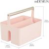 imagemDesign Under Sink Storage  Plastic and Metal Bathroom Caddy for Shampoo and Soaps  Portable Cosmetics Storage Organiser  BlushSatinLight PinkSatin