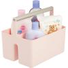 imagemDesign Under Sink Storage  Plastic and Metal Bathroom Caddy for Shampoo and Soaps  Portable Cosmetics Storage Organiser  BlushSatinLight PinkSatin