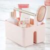 imagemDesign Under Sink Storage  Plastic and Metal Bathroom Caddy for Shampoo and Soaps  Portable Cosmetics Storage Organiser  BlushSatinLight PinkSatin