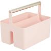 imagemDesign Under Sink Storage  Plastic and Metal Bathroom Caddy for Shampoo and Soaps  Portable Cosmetics Storage Organiser  BlushSatinLight PinkSatin