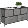 imagemDesign 2165quot High Steel FrameWood Top Storage Dresser Furniture Unit with 5 Removable Fabric Drawers  Wide Bureau Organizer for Bedroom Living Room Closet  Lido Collection Charcoal Gray