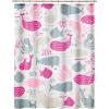 imagemDesign Fabric Shower Curtain 72quot x 72quot Machine Washable Quality Reinforced Buttonholes for Bathroom Guest Bath Stalls Tubs  Whales Design  Pink