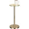 imagemDesign Glass Top SideEnd Drink Table  Small Modern Round Accent Metal Nightstand Furniture for Living Room Dorm Home Office and Bedroom  9quot Round  GoldSoft Brass