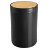 imagemDesign Plastic Round Trash Can Small Wastebasket  Garbage Bin Container with SwingClose Lid  Bathroom Garbage Basket  Holds Waste Recycling  13 Gallon  Basa Collection  BlackNaturalNaturalBlack