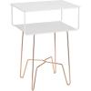 imagemDesign Steel Metal Modern Industrial SideEnd Table Nightstand with 2Tier Storage Shelf  Accent Furniture for Living Room Bedroom Office Dorm Room  Citi Collection  Matte WhiteRose Gold