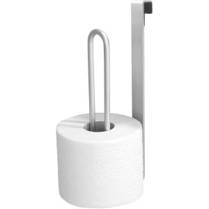 imagemDesign Aluminum Metal Over The Tank Toilet Tissue Paper Roll Holder Dispenser and Reserve for Bathroom Storage and Organization  Hanging  Space Saving Design Holds 2 Rolls  Rust Free  Silver