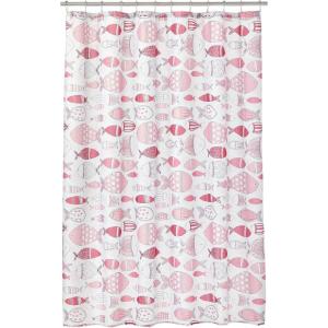 imagemDesign Decorative Fish Print  Easy Care Fabric Shower Curtain with Reinforced Buttonholes for Bathroom Showers Stalls and Bathtubs Machine Washable  72quot x 72quot  Pink Multi