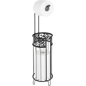 imagemDesign Freestanding Toilet Paper Holder  Modern Toilet Roll Dispenser with Vine Pattern  Bathroom Storage for Loo Roll with Space for 3 Spare Rolls  BronzeBlack