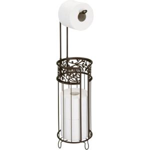 imagemDesign Freestanding Toilet Paper Holder  Modern Toilet Roll Dispenser with Vine Pattern  Bathroom Storage for Loo Roll with Space for 3 Spare Rolls  BronzeBronze