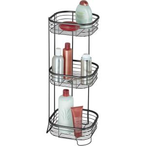 imagemDesign Metal Square Bathroom Shelf Unit  Freestanding Vertical Storage for Organizing and Storing Hand Towels Body Lotion Facial Tissues Bath Salts  3 Shelves Omni Collection  Matte Black