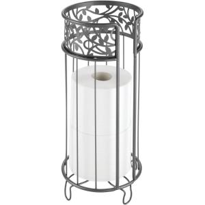imagemDesign Toilet Roll Dispenser  Stylish Bathroom Paper Holder for Extra Storage  Freestanding Toilet Paper Holder with Room for 3 Rolls  GraphiteGraphite