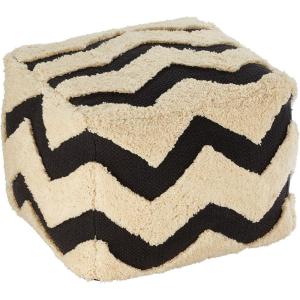 imagemDesign Tufted Bohemian Ottoman Pouf Seat  Modern Square Cube Poof Floor Chair for Living Room Bedroom Office Playroom and Nursery  Chevron  BlackWhite