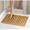 imagemDesign Bamboo NonSlip Rectangular Spa Bath Mat for Bathroom Showers Bathtubs Floors  Open Slatted Design Indoor and Outdoor Use  Echo Collection  Natural Wood