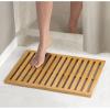 imagemDesign Bamboo NonSlip Rectangular Spa Bath Mat for Bathroom Showers Bathtubs Floors  Open Slatted Design Indoor and Outdoor Use  Echo Collection  Natural Wood