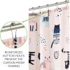 imagemDesign Fabric Shower Curtain 72quot x 72quot Machine Washable Quality Reinforced Buttonholes for Bathroom Guest Bath Stalls Tubs  Kitties Design  Pink