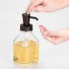 imagemDesign Square Glass Refillable Liquid Soap Dispenser Pump Bottle for Bathroom Vanity Countertop Kitchen Sink  Holds Hand Soap Dish Soap Hand Sanitizer Essential Oils  2 Pack  ClearBronzeClearBronze