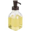 imagemDesign Square Glass Refillable Liquid Soap Dispenser Pump Bottle for Bathroom Vanity Countertop Kitchen Sink  Holds Hand Soap Dish Soap Hand Sanitizer Essential Oils  2 Pack  ClearBronzeClearBronze