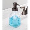 imagemDesign Square Glass Refillable Liquid Soap Dispenser Pump Bottle for Bathroom Vanity Countertop Kitchen Sink  Holds Hand Soap Dish Soap Hand Sanitizer Essential Oils  2 Pack  ClearBronzeClearBronze
