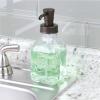 imagemDesign Square Glass Refillable Liquid Soap Dispenser Pump Bottle for Bathroom Vanity Countertop Kitchen Sink  Holds Hand Soap Dish Soap Hand Sanitizer Essential Oils  2 Pack  ClearBronzeClearBronze
