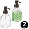 imagemDesign Square Glass Refillable Liquid Soap Dispenser Pump Bottle for Bathroom Vanity Countertop Kitchen Sink  Holds Hand Soap Dish Soap Hand Sanitizer Essential Oils  2 Pack  ClearBronzeClearBronze
