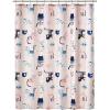 imagemDesign Fabric Shower Curtain 72quot x 72quot Machine Washable Quality Reinforced Buttonholes for Bathroom Guest Bath Stalls Tubs  Kitties Design  Pink