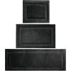 imagemDesign Microfiber Bath Mat Set  3 Piece Bathroom Rugs  NonSlip Floor Mats for After Bath Shower  Water Absorbent Machine Washable Bathroom Carpet Rugs  Hydra Collection  Set of 3 Black