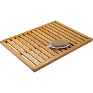 imagemDesign Bamboo NonSlip Rectangular Spa Bath Mat for Bathroom Showers Bathtubs Floors  Open Slatted Design Indoor and Outdoor Use  Echo Collection  Natural Wood