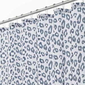 imagemDesign Decorative Cheetah Print  Easy Care Fabric Shower Curtain with Reinforced Buttonholes for Bathroom Showers Stalls and Bathtubs Machine Washable  72quot x 72quot  Gray