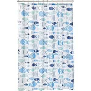 imagemDesign Decorative Fish Print  Easy Care Fabric Shower Curtain with Reinforced Buttonholes for Bathroom Showers Stalls and Bathtubs Machine Washable  72quot x 72quot  Blue MultiBlue Multi