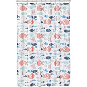 imagemDesign Decorative Fish Print  Easy Care Fabric Shower Curtain with Reinforced Buttonholes for Bathroom Showers Stalls and Bathtubs Machine Washable  72quot x 72quot  Bright Multi