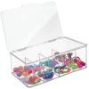 imagemDesign Hair Care and Accessories Storage Organizer Box for Bathroom Vanity to Hold Clips Hot Rollers Headbands Elastics Bobby Pins  8 Sections Clear