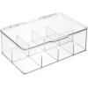 imagemDesign Hair Care and Accessories Storage Organizer Box for Bathroom Vanity to Hold Clips Hot Rollers Headbands Elastics Bobby Pins  8 Sections Clear