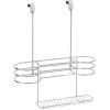 imagemDesign Hair Dryer Holder  Over Door Rack for Heated Tool and Hair Dryer Storage  Hanging Basket and Stand  SilverChrome