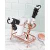imagemDesign Hair Dryer and Flat Iron Holder  Ideal for Storage of Hair Dryer Hair Straightener Hair Brushes and More  Metal Hair Dryer Stand  Rose GoldRose Gold