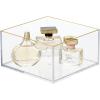 imagemDesign Makeup Organizer for Bathroom Bedroom and Vanity Countertops and Drawers Storage Bins for Cosmetics Brushes Eyeshadow Palettes Lipstick Blush  Square  3 Pack ClearSoft Brass