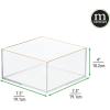 imagemDesign Makeup Organizer for Bathroom Bedroom and Vanity Countertops and Drawers Storage Bins for Cosmetics Brushes Eyeshadow Palettes Lipstick Blush  Square  3 Pack ClearSoft Brass