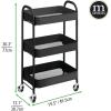 imagemDesign Metal 3Tier Rolling Utility Storage Carts  Organizer Trolley for Bathroom Kitchen Laundry Office and Kids Rooms  Heavy Duty Caddy with 4 Caster Wheels  Matte Black