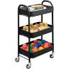 imagemDesign Metal 3Tier Rolling Utility Storage Carts  Organizer Trolley for Bathroom Kitchen Laundry Office and Kids Rooms  Heavy Duty Caddy with 4 Caster Wheels  Matte Black