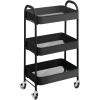 imagemDesign Metal 3Tier Rolling Utility Storage Carts  Organizer Trolley for Bathroom Kitchen Laundry Office and Kids Rooms  Heavy Duty Caddy with 4 Caster Wheels  Matte Black