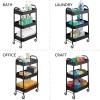 imagemDesign Metal 3Tier Rolling Utility Storage Carts  Organizer Trolley for Bathroom Kitchen Laundry Office and Kids Rooms  Heavy Duty Caddy with 4 Caster Wheels  Matte Black