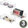 imagemDesign Plastic Beauty Organizer Bin for Bathroom Drawers Vanity or Countertops Storage for Makeup Brushes Palettes Blush Concealers or Hair Ties Lumiere Collection 3 Pack Clear