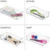 imagemDesign Plastic Beauty Organizer Bin for Bathroom Drawers Vanity or Countertops Storage for Makeup Brushes Palettes Blush Concealers or Hair Ties Lumiere Collection 3 Pack Clear
