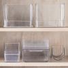 imagemDesign Plastic Beauty Organizer Bin for Bathroom Drawers Vanity or Countertops Storage for Makeup Brushes Palettes Blush Concealers or Hair Ties Lumiere Collection 3 Pack Clear