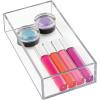 imagemDesign Plastic Beauty Organizer Bin for Bathroom Drawers Vanity or Countertops Storage for Makeup Brushes Palettes Blush Concealers or Hair Ties Lumiere Collection 3 Pack Clear