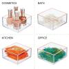 imagemDesign Plastic Beauty Organizer Bin for Bathroom Drawers Vanity or Countertops Storage for Makeup Brushes Palettes Blush Concealers or Hair Ties Lumiere Collection 12 Pack ClearRose Gold